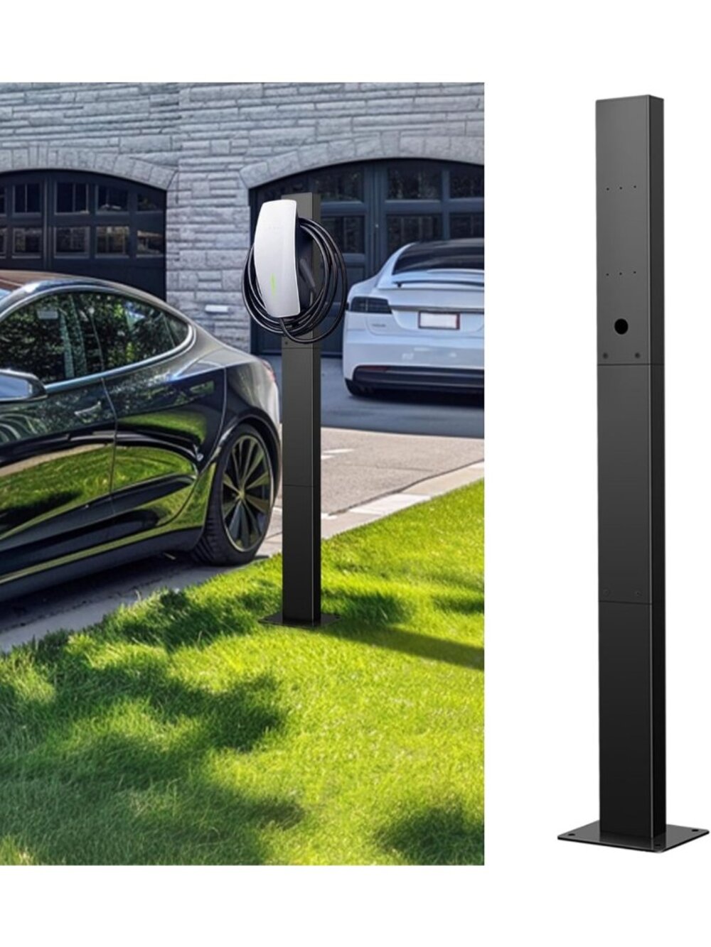 Universal EV Charger Stand & Heavy-Duty Outdoor Charging Station, Cable